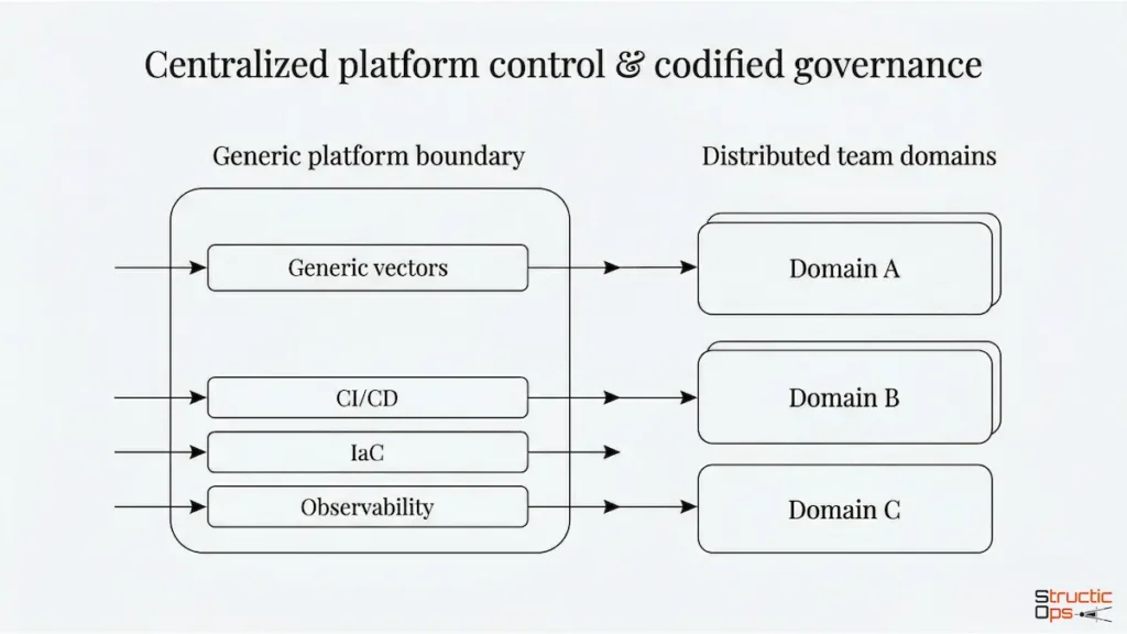 A high-level architecture illustrating centralized platform control.